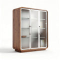 Wooden display cabinet with glass doors and adjustable shelves 120 x 40 x 180cm
