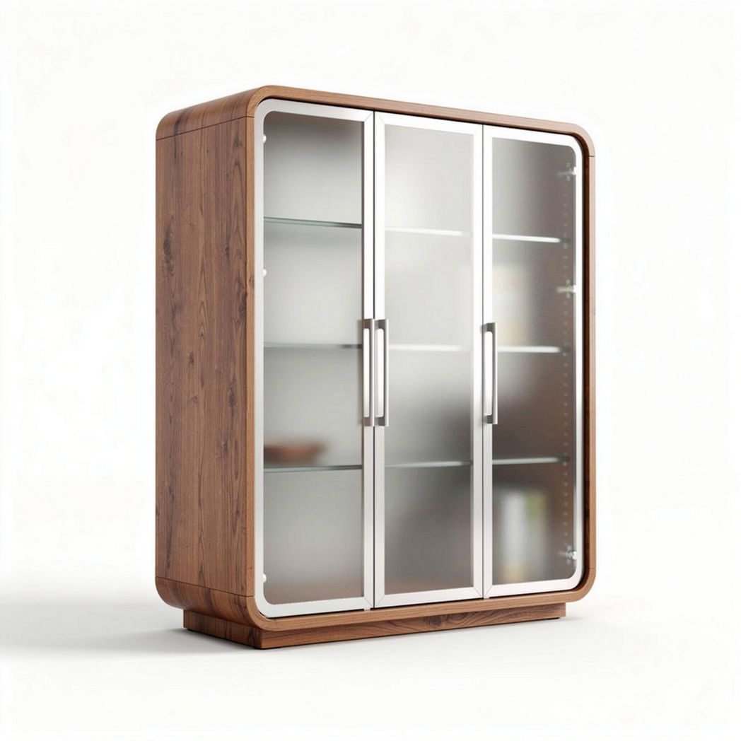 Wooden display cabinet with glass doors and adjustable shelves 120 x 40 x 180cm