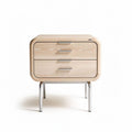 Wooden nightstand with three drawers and metal legs in natural finish 60 x 40 x 50cm