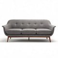Mid-century modern upholstery fabric sofa with walnut wood legs 200 x 90 x 85cm