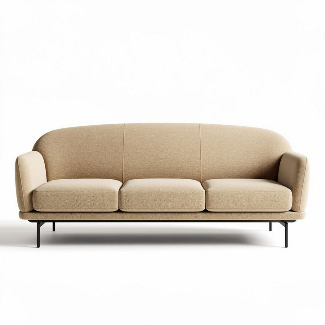Modern fabric sofa in beige color with minimalist design 200 x 85 x 75cm