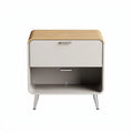 Wooden top nightstand with white body and single drawer 50 x 40 x 45cm