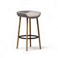 Bar stool with upholstered seat and wooden legs 50 x 50 x 75cm in grey