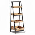 Metal framed ladder shelf with four wooden storage trays 180 x 50 x 40cm
