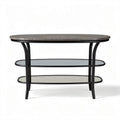Modern black metal frame coffee table with tempered glass shelves 120 x 60 x 50cm