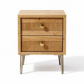 Wooden nightstand with two drawers and gold handles 45 x 40 x 60cm