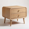 Wooden storage nightstand with two drawers in natural finish 50 x 40 x 40cm
