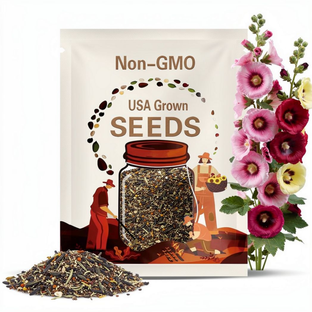 Mixed Hollyhock Seeds, Alcea rosea,  Free Shipping in USA!