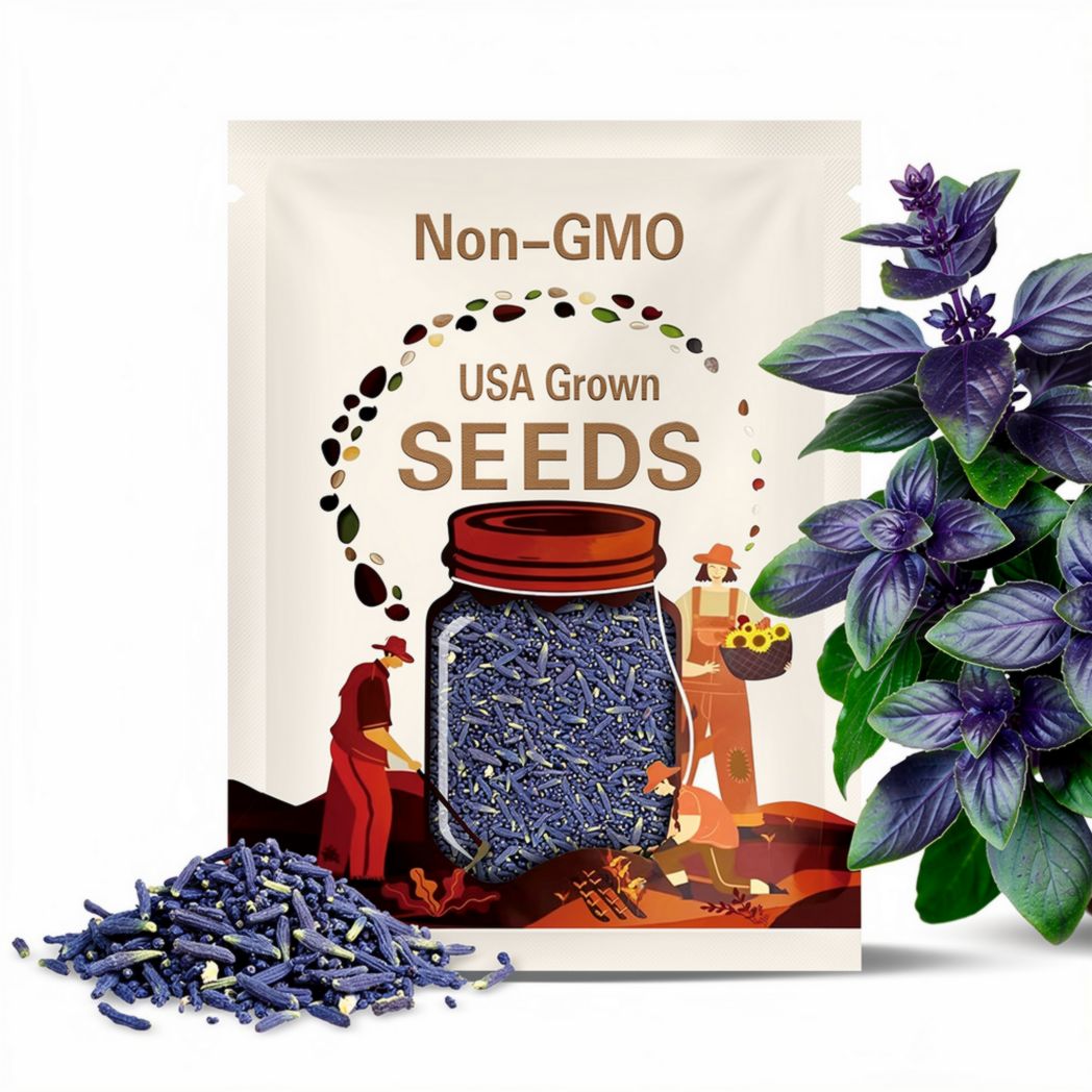 Blue Spice Basil Seeds – Heirloom Medicinal and Culinary Herb, Rare Spice-Scented, Perfect for Teas, Desserts and Garnish | 100 Seeds