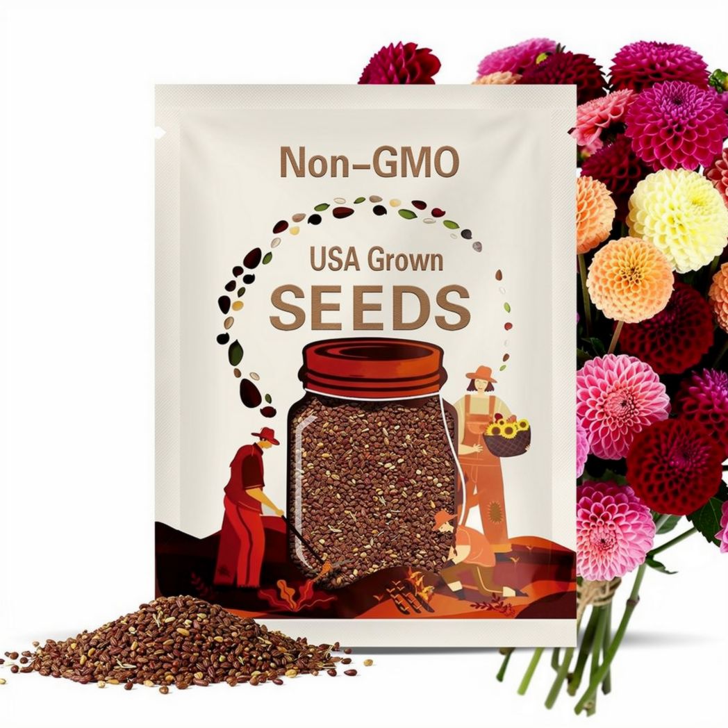 Dahlia, Pompon Flower Seeds - Heirloom Seeds, Dahlia Flower Mix, Cut Flower Seeds, Pollinator Friendly, Open Pollinated, Non-GMO