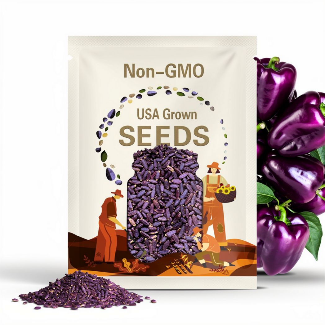 Purple Beauty Bell Pepper Seeds – Heirloom Non-GMO – Sweet Purple Bell Peppers for Home Garden