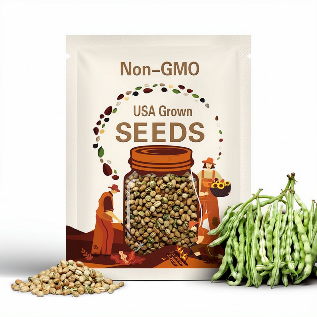 30 BAI BU LAO Romano Pole Bean seeds; Baibulao; Whitish Flat Beans with 10-12" meaty pods; Chinese Heirloom; 白不老芸架豆 九粒白 老來少