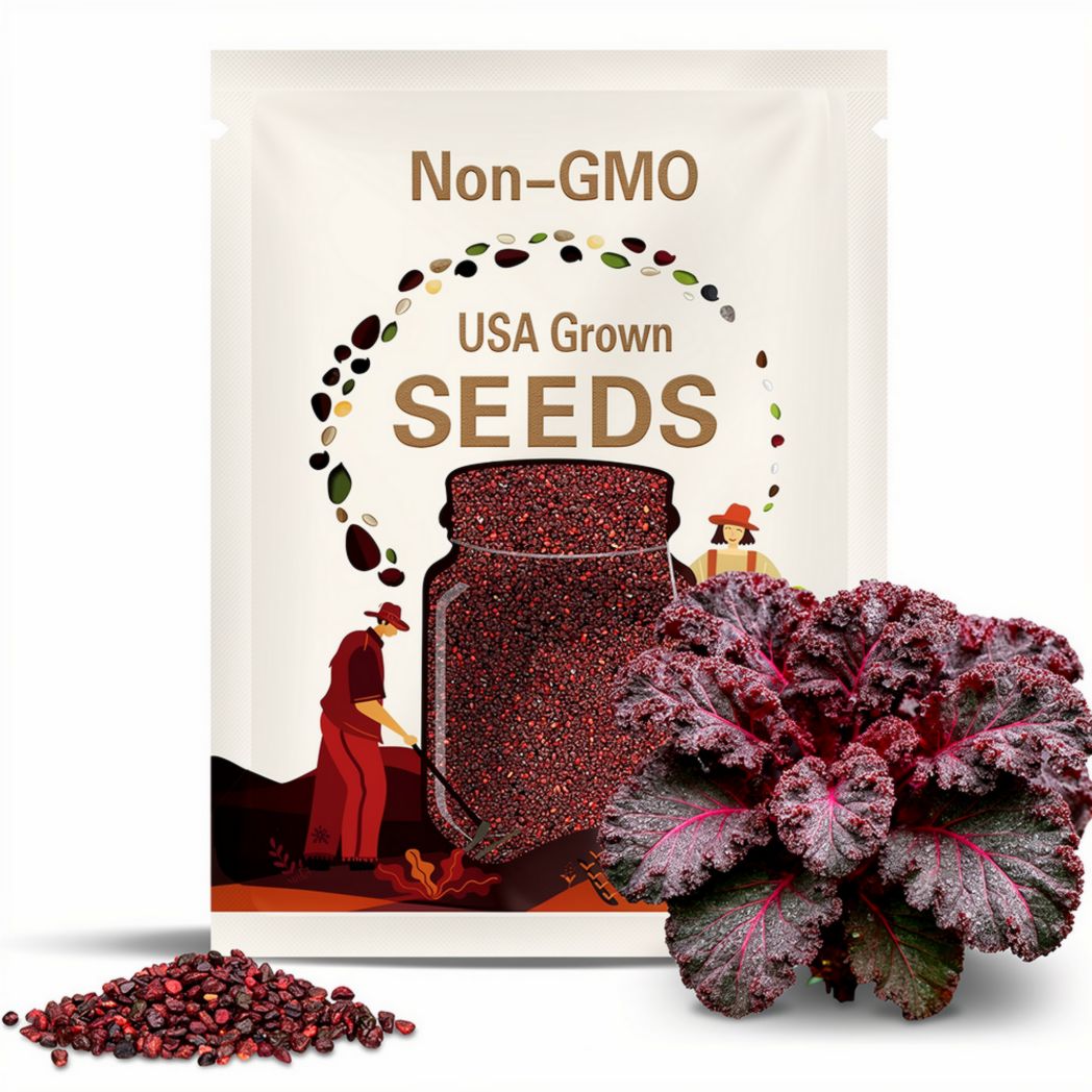 Red Borecole Kale Seeds: Heirloom Purple Frilly Vegetable