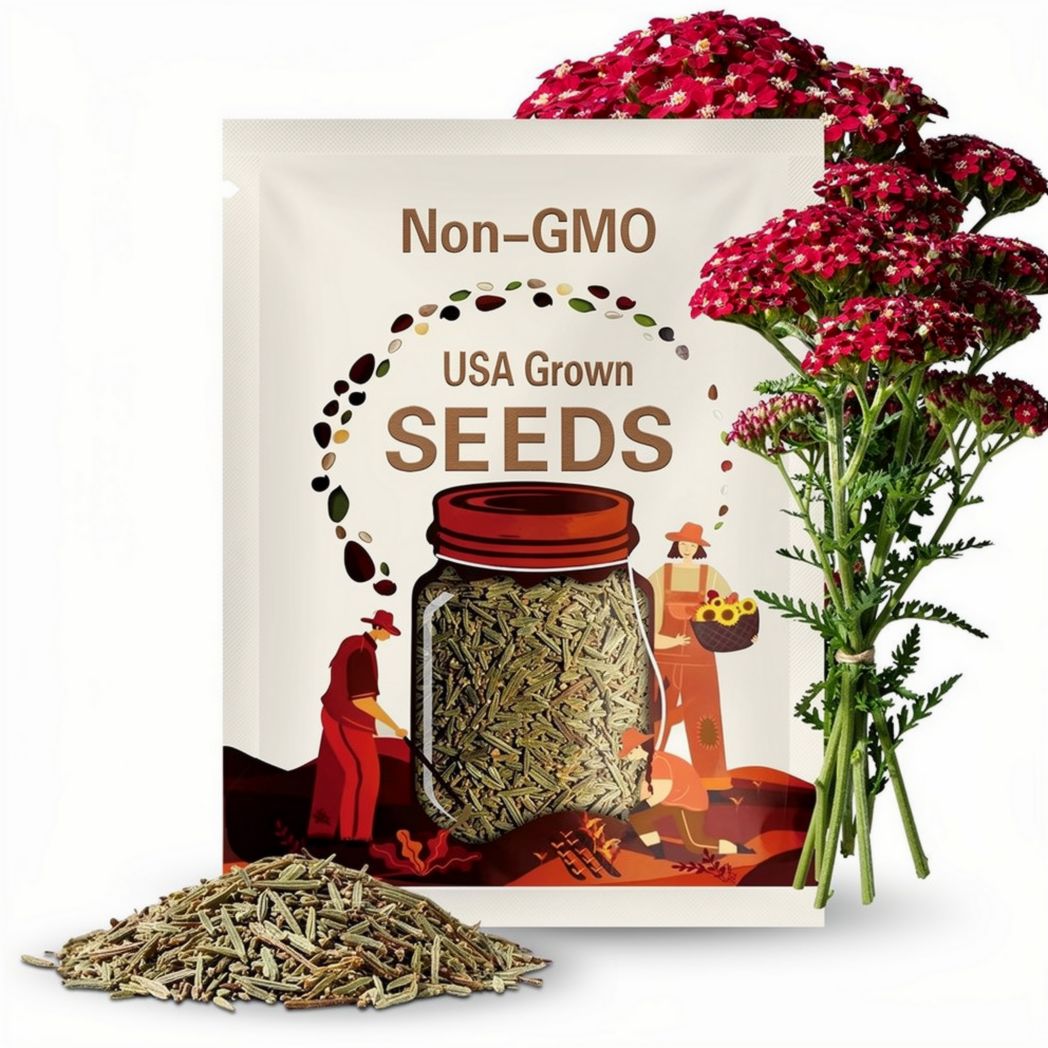 Organic Yarrow Seeds Red Achillea millefolium Non GMO Herb Seeds