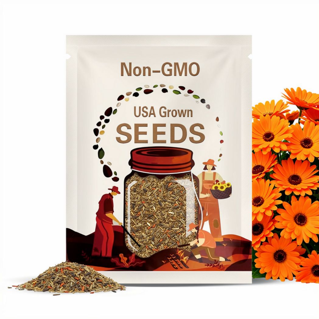 Calendula Sunset Buff Seeds  50 Heirloom Non-GMO | Double Pink & Apricot Blooms | Pollinator Flower | Easy Grow Pot Marigold